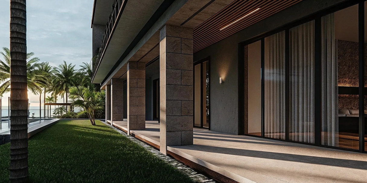 Luxury Miami waterfront houses and mansions along the bay in Coconut Grove